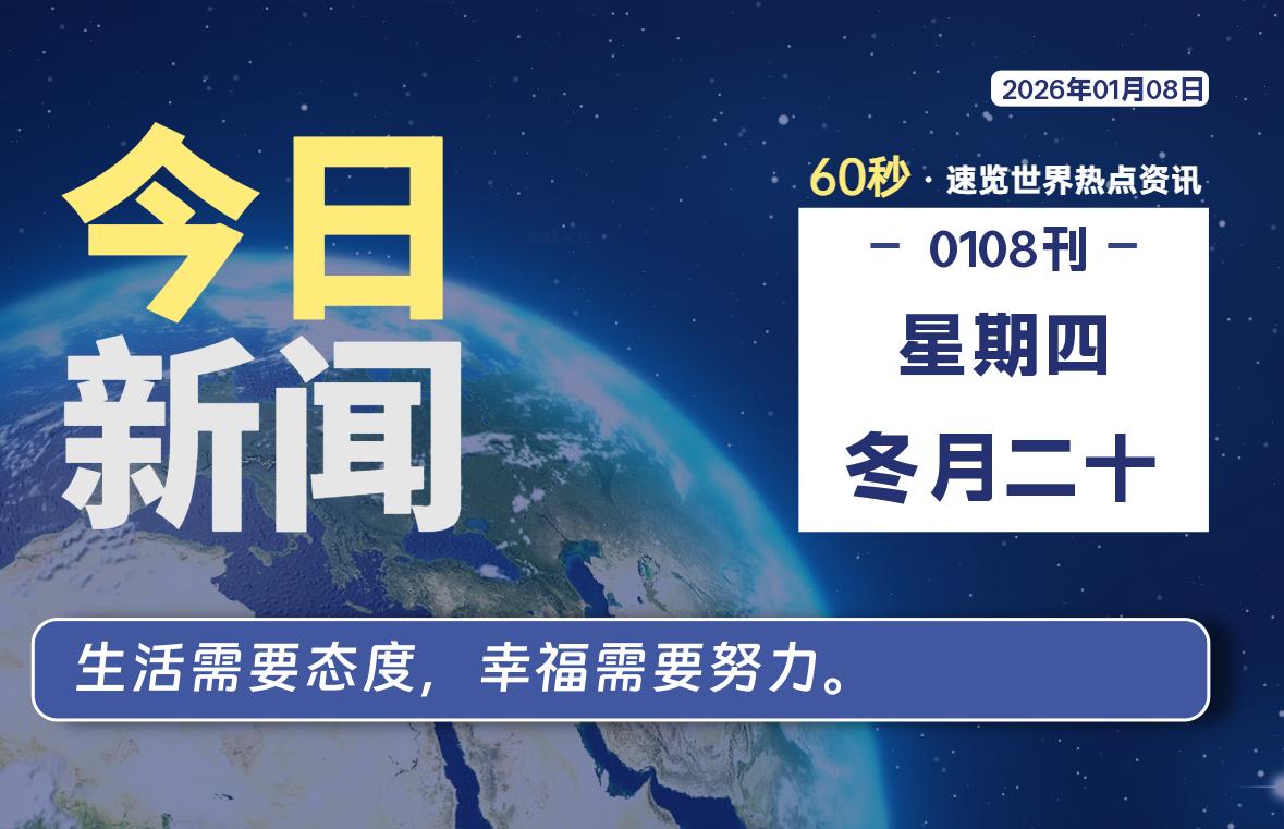 01月08日，星期四, 每天60秒读懂全世界！-ZDZL